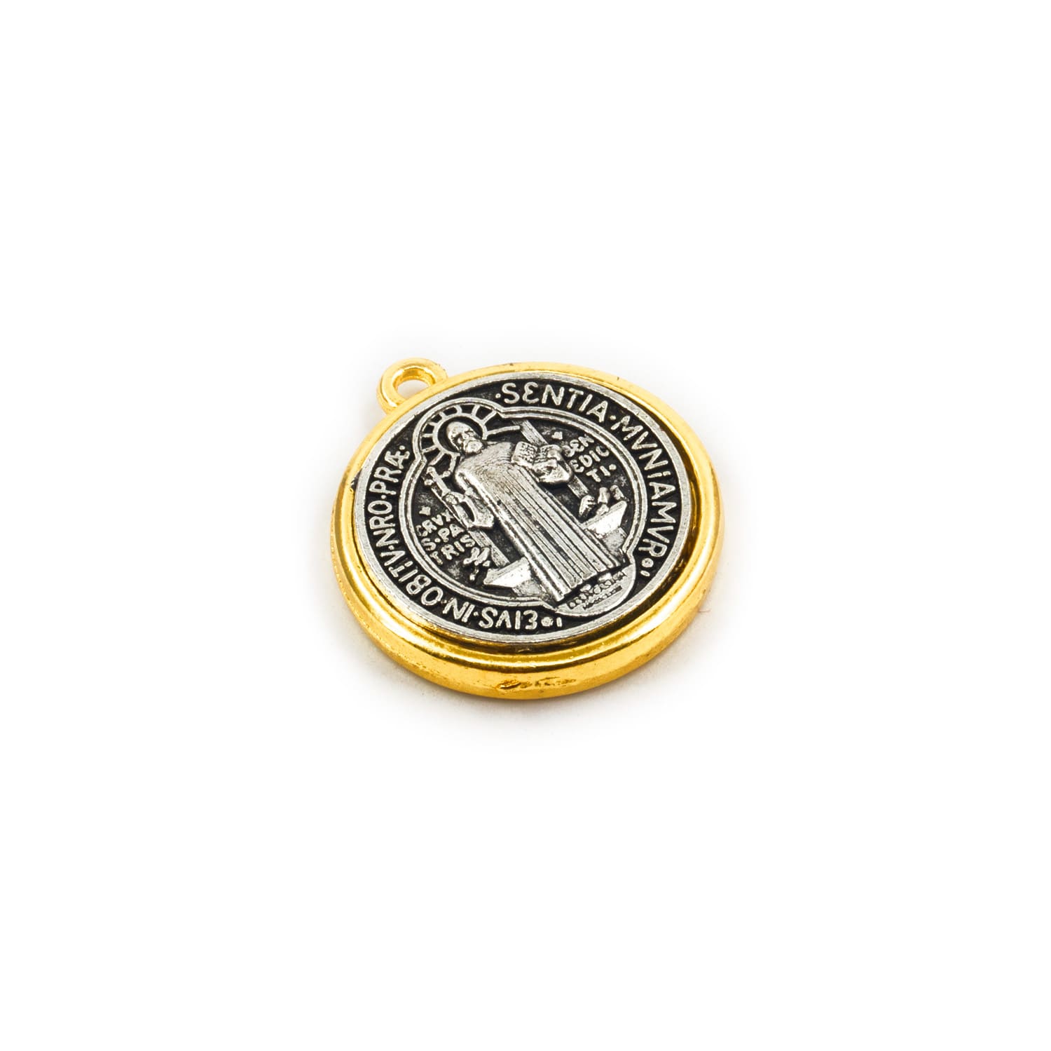 MEDALLA SAN BENITO BORDE DORADO 21MM